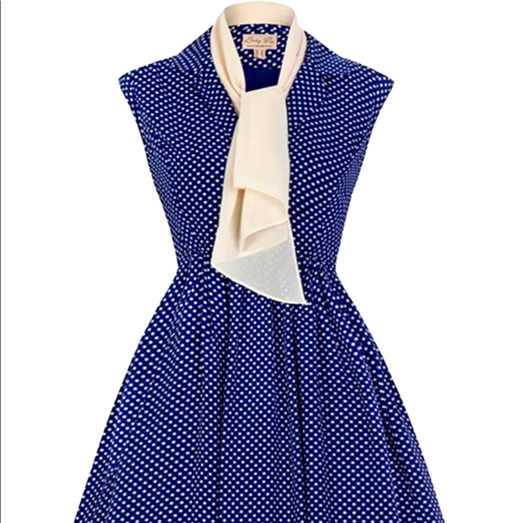 Lindy Bop “Penelope” Navy Cream Swing Dress - Picture 1 of 7
